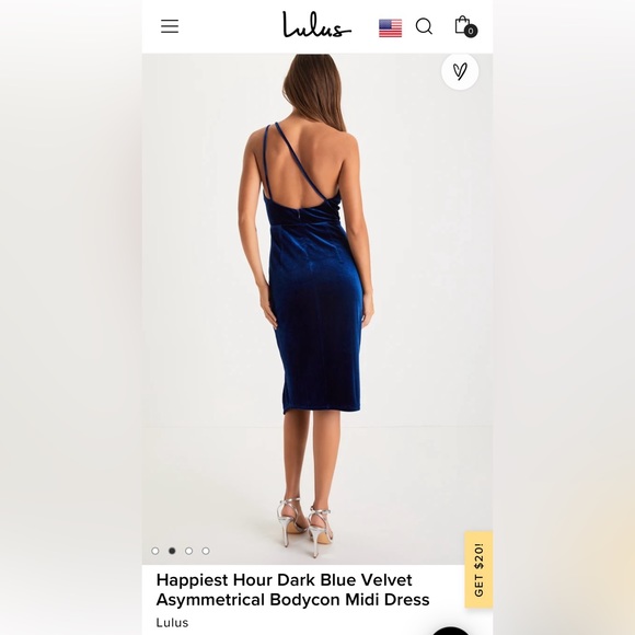 Lulus Dark Blue Velvet Asymmetrical Bodycon Midi Dress - Picture 3 of 6